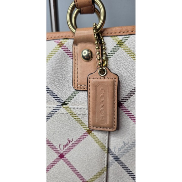 COACH Heritage Tattersall Signature Plaid Off-White Shoulder F23075 - Picture 3 of 15